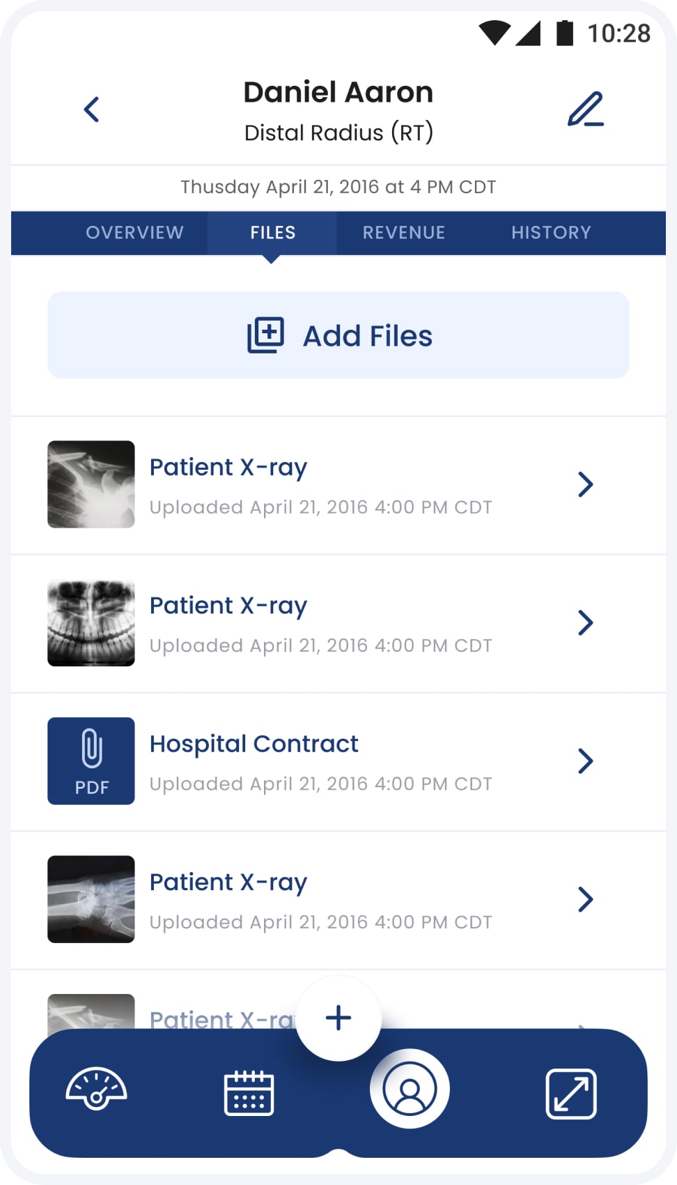 Five X-ray images list